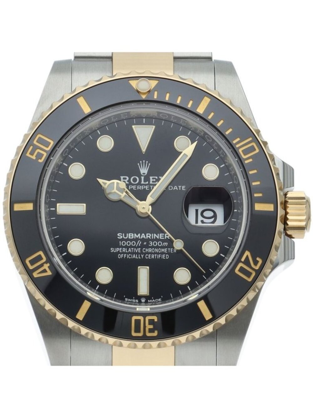 Rolex Submariner Date Watch 18k Yellow Gold SS Black